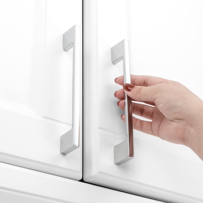KOOFIZO Wide Foot Cabinet Bar Pull - Chrome Modern Solid Handle, 5 Inch/128mm Screw Spacing, 10-Pack for Kitchen Cupboard Door, Bedroom Dresser Drawer, Bathroom Wardrobe Hardware - Image 4